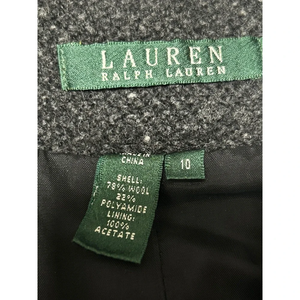 Lauren Ralph Lauren Womens 10 Dark Gray Wool Blend Button Up Blazer Jacket - IW